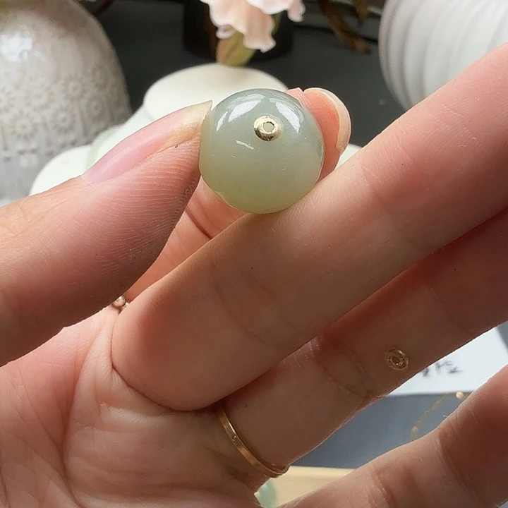 颈饰18K金镶嵌和田玉002