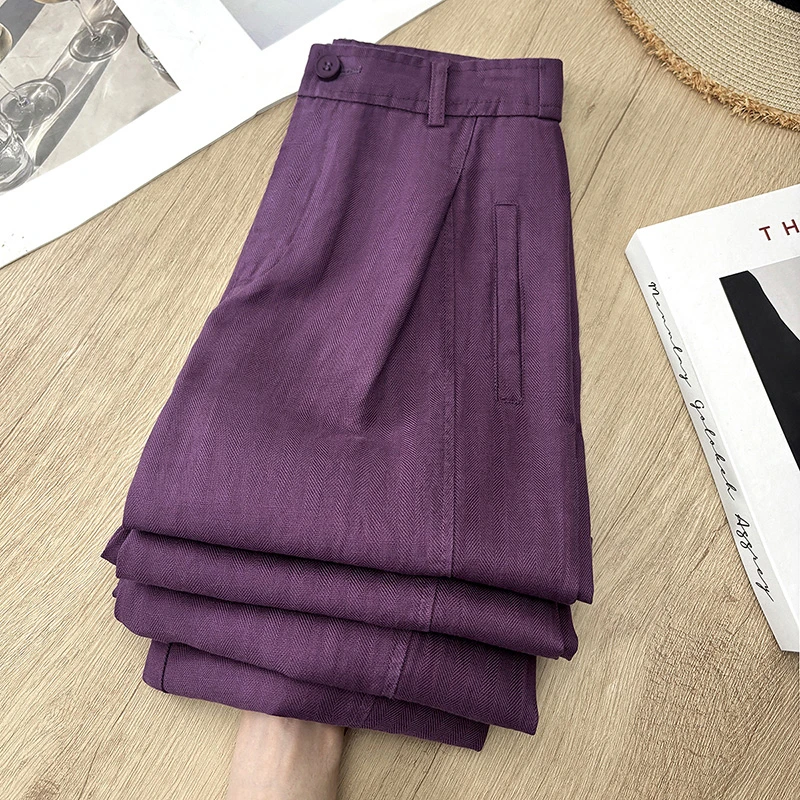 九分天丝亚麻裤女士2025夏季新款高腰垂感显瘦小个子休闲哈伦裤子