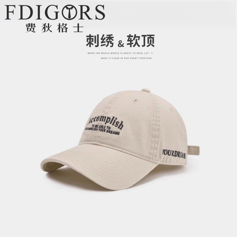 FDIGORS帽子男款夏季2025新款透气字母刺绣防晒鸭舌帽软顶棒球帽