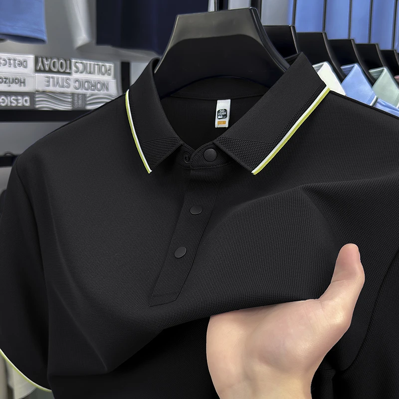 利郎商务休闲男士冰丝薄款短袖POLO衫2025夏季时尚百搭透气T恤男