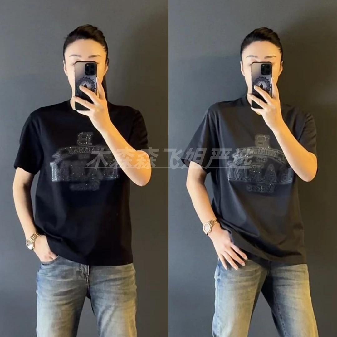 男士时尚闪钻短袖26159早春新款时尚个性星空钻logo休闲短T