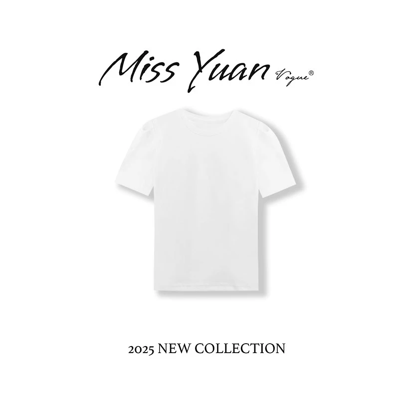 M.Y媛总 2025夏季新款T恤简约百搭通勤夏季套头短袖上衣1LY1912