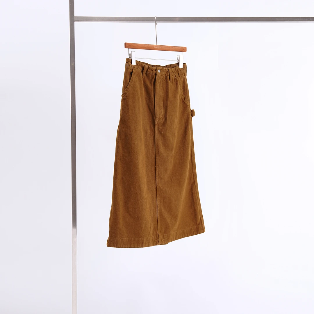 大果store 【深冬画家】系列纯原~工装缎面纯棉后开叉画家半裙