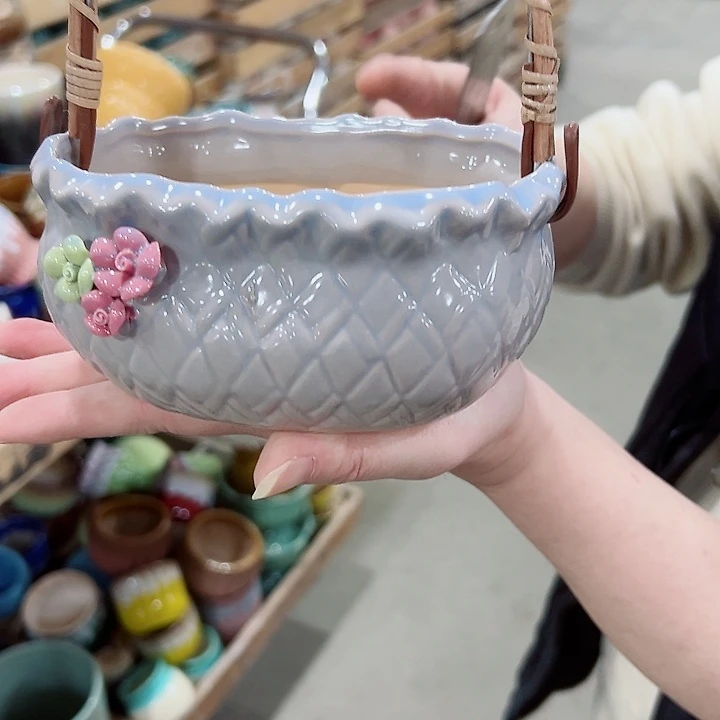 有孔.凑满10元发货多肉陶瓷花盆！