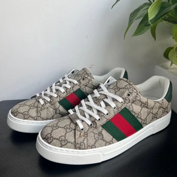 95新 GUCCI/古驰 新款棕老花ace满印板鞋 无配件成色自定义/潮鞋