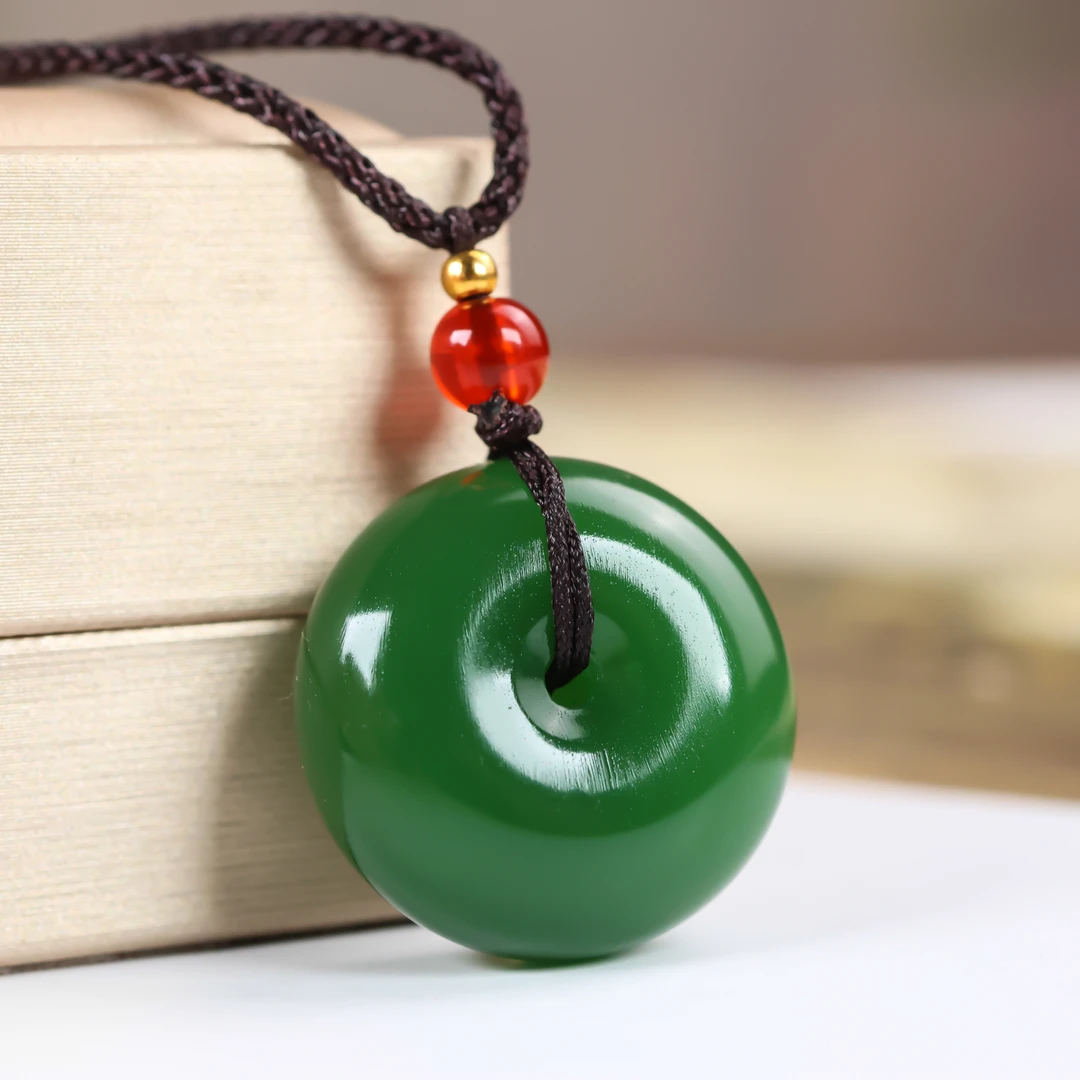 色标级碧绿小平安扣小吊坠卡25mm