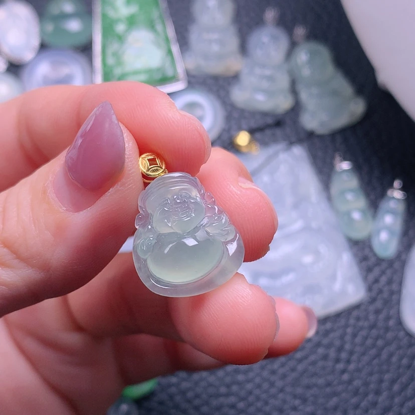 【闪购商品】翡翠颈饰18K金镶嵌大****丶天然缅甸翡翠