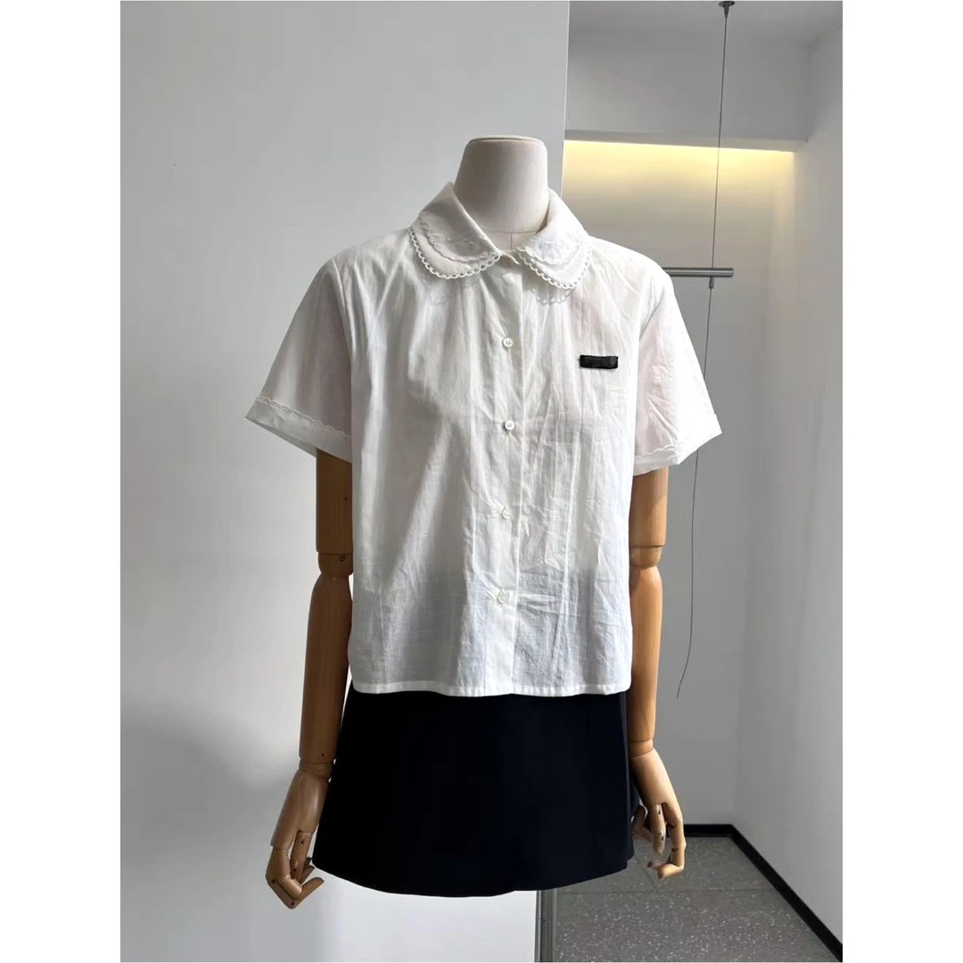 533# M少女娃娃领 棉麻衬衫