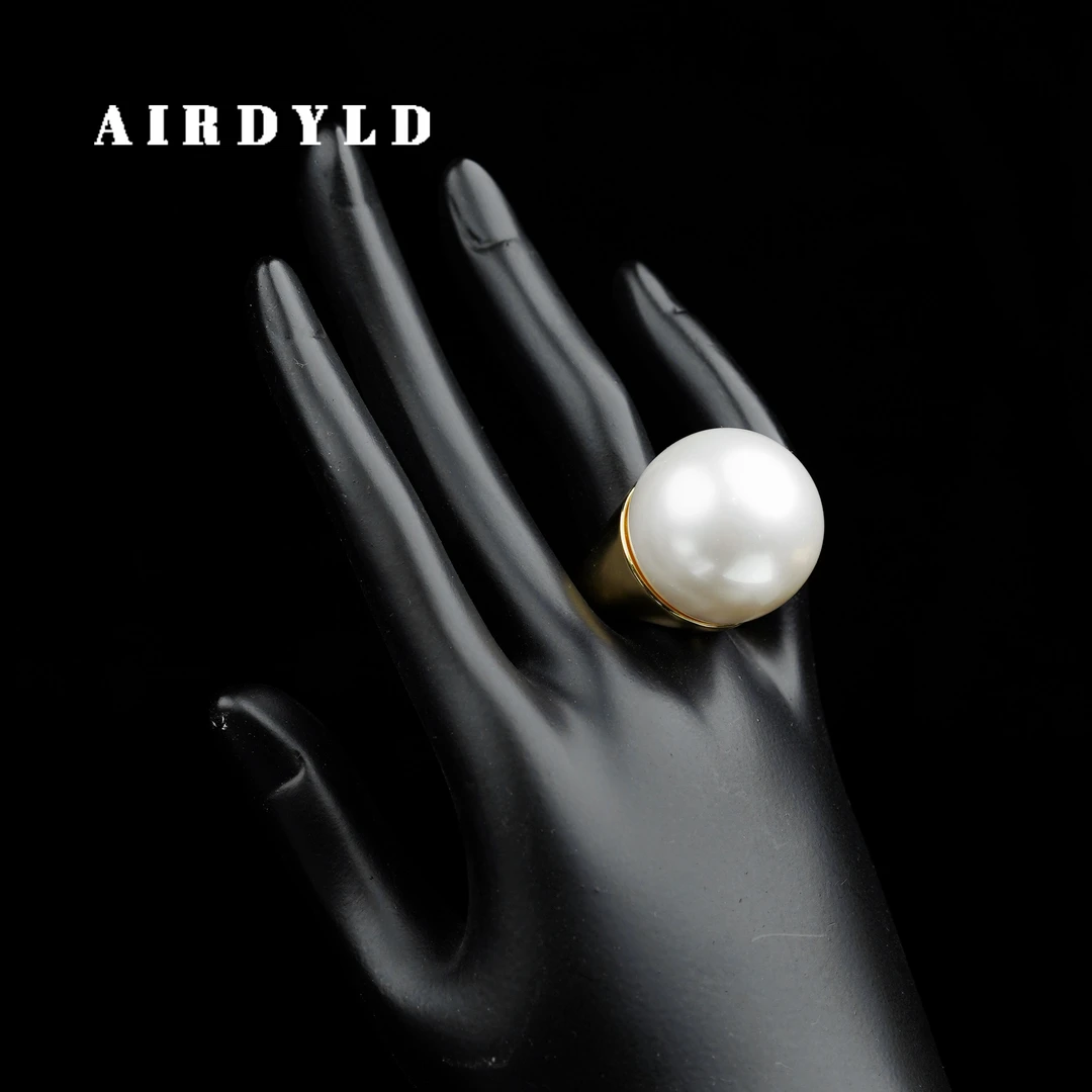 黄铜仿珍珠戒指 【月华戒指】开口可调节复古简约手工复古轻奢戒指