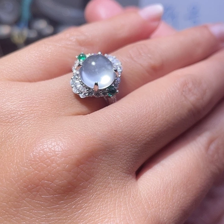 石英岩玉银S925镶嵌戒指