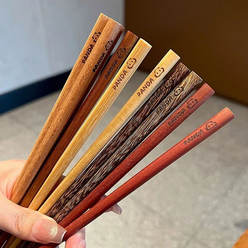 熊猫2025高档新款天然实木原木筷一人一筷家庭个人用筷分餐筷子KN