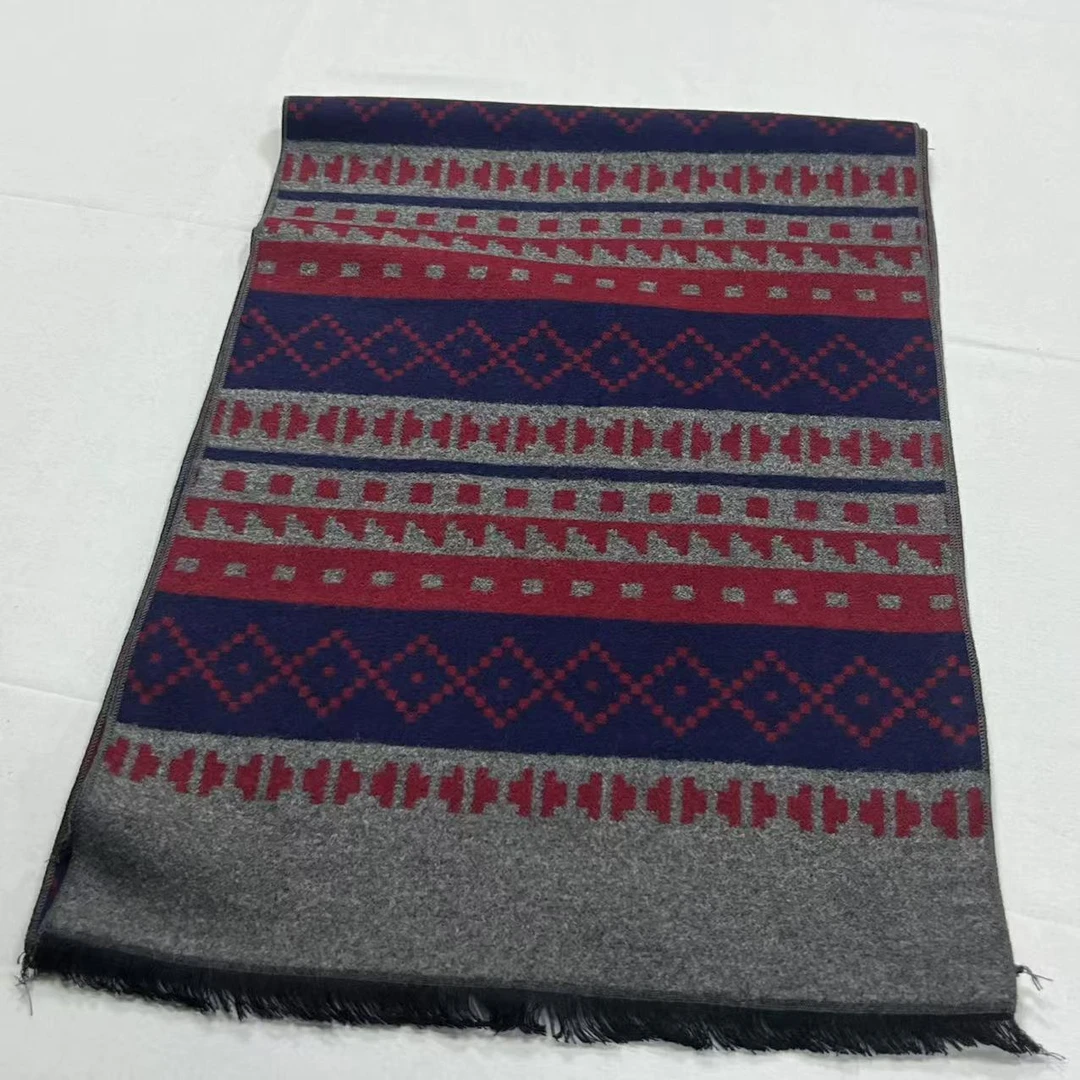 拉绒围巾-线条菱格 30*180cm丝巾 030