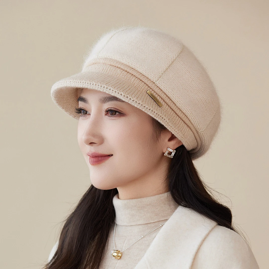 帽子女秋冬天加绒保暖毛线帽妈妈奶奶鸭舌帽中老年人防寒棉帽防风