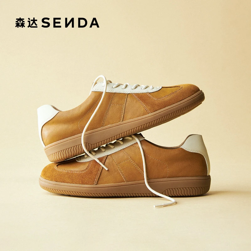 【九月专属】森达复古德训鞋女款厚底休闲鞋经典棕色阿甘鞋4QS27CM5