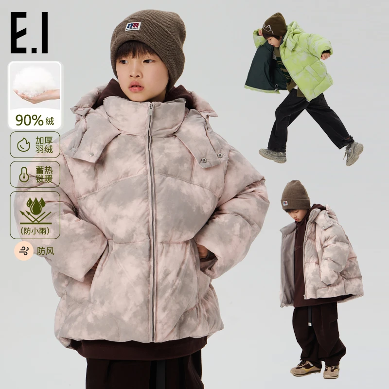 ei童装保暖冬装新款男女童连帽款宽松外套D8244101129