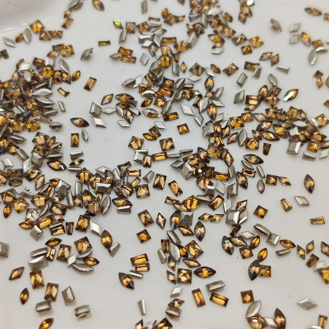 秋冬新款烟茶色锆石美甲钻饰品奢华浅烟黄超闪爆亮指甲配饰用品钻