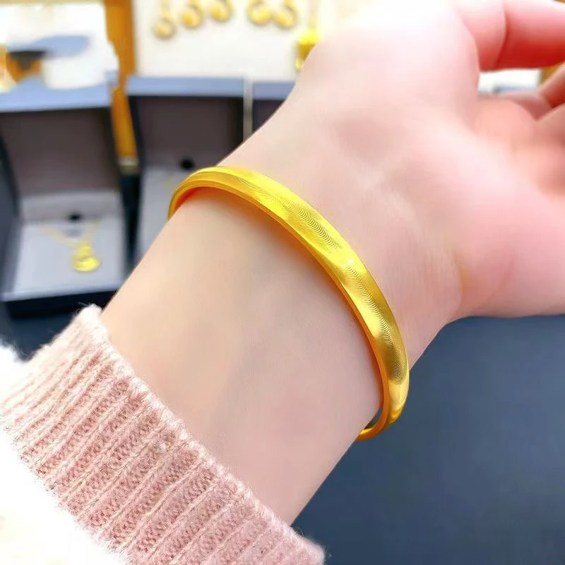 【金氏严选】精品足金999猫眼手镯通体纯黄金手镯简约大气