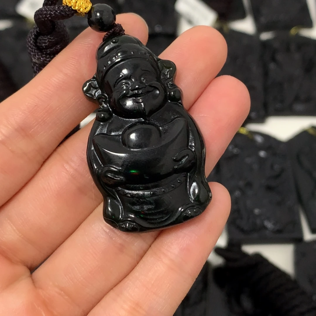 天然缅甸a货钢琴黑挂件