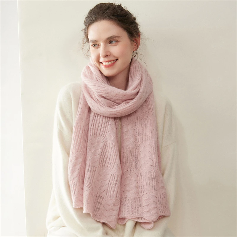 10159 正品纯山羊绒 镂空提花围巾围脖 多种围法气质时尚轻盈保暖