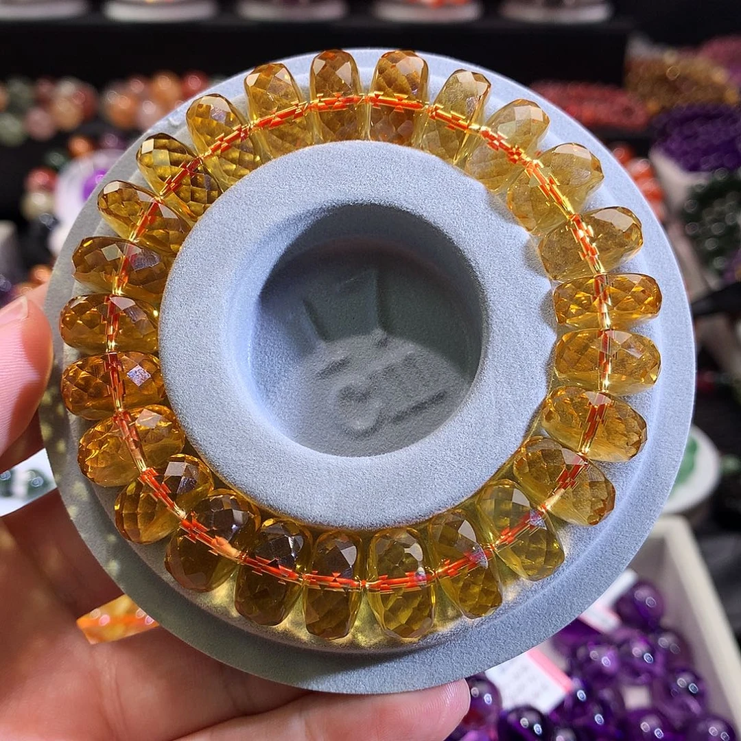 未镶嵌手链水晶巴西黄水晶暴黄算盘珠