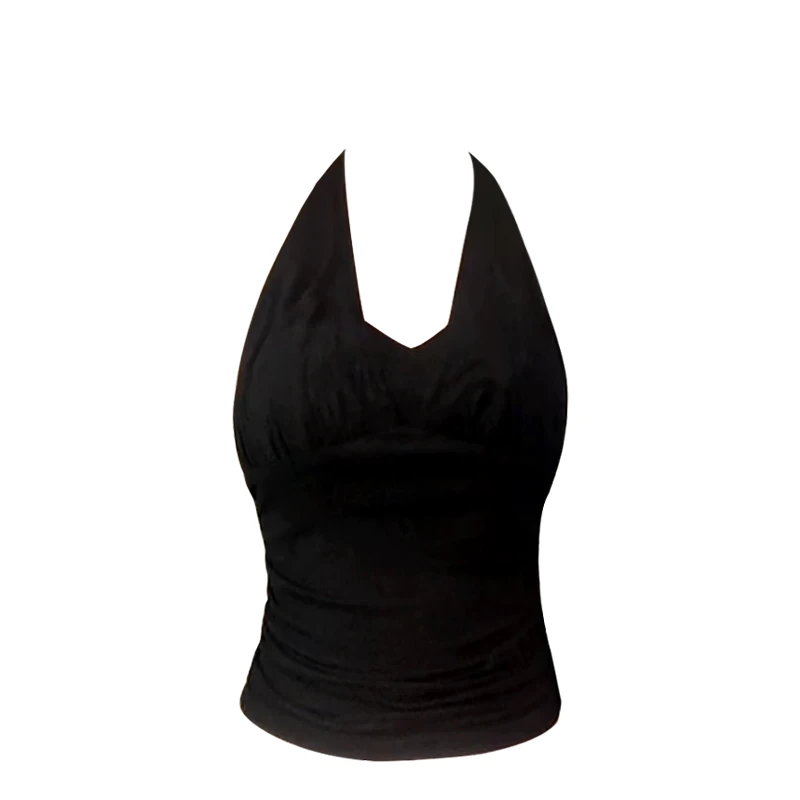 2025新款美背狙击挂脖绑带设计性感露背吊带修身无袖纯欲短款上衣