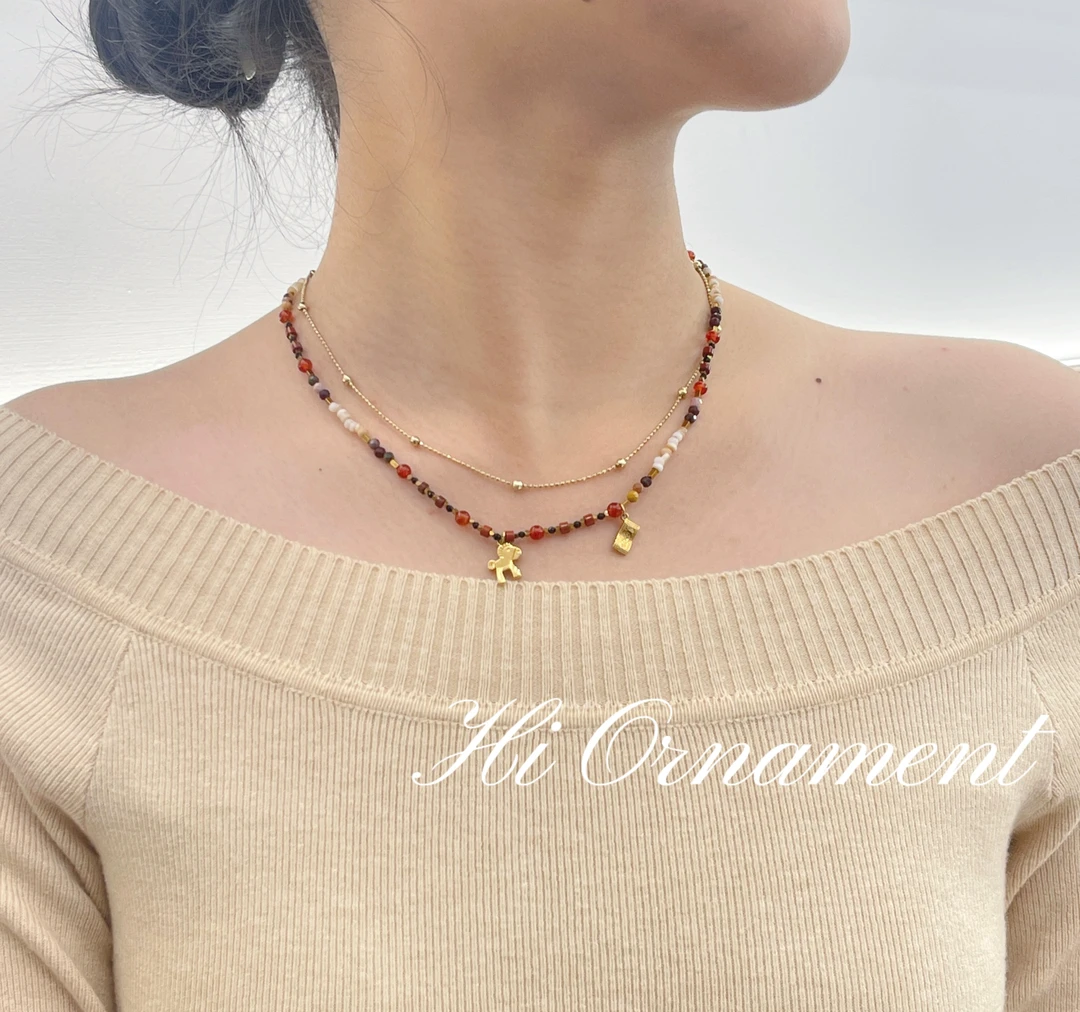 钛钢项链 【马上有米】小众趣味原创设计手工百搭复古项链叠戴时尚