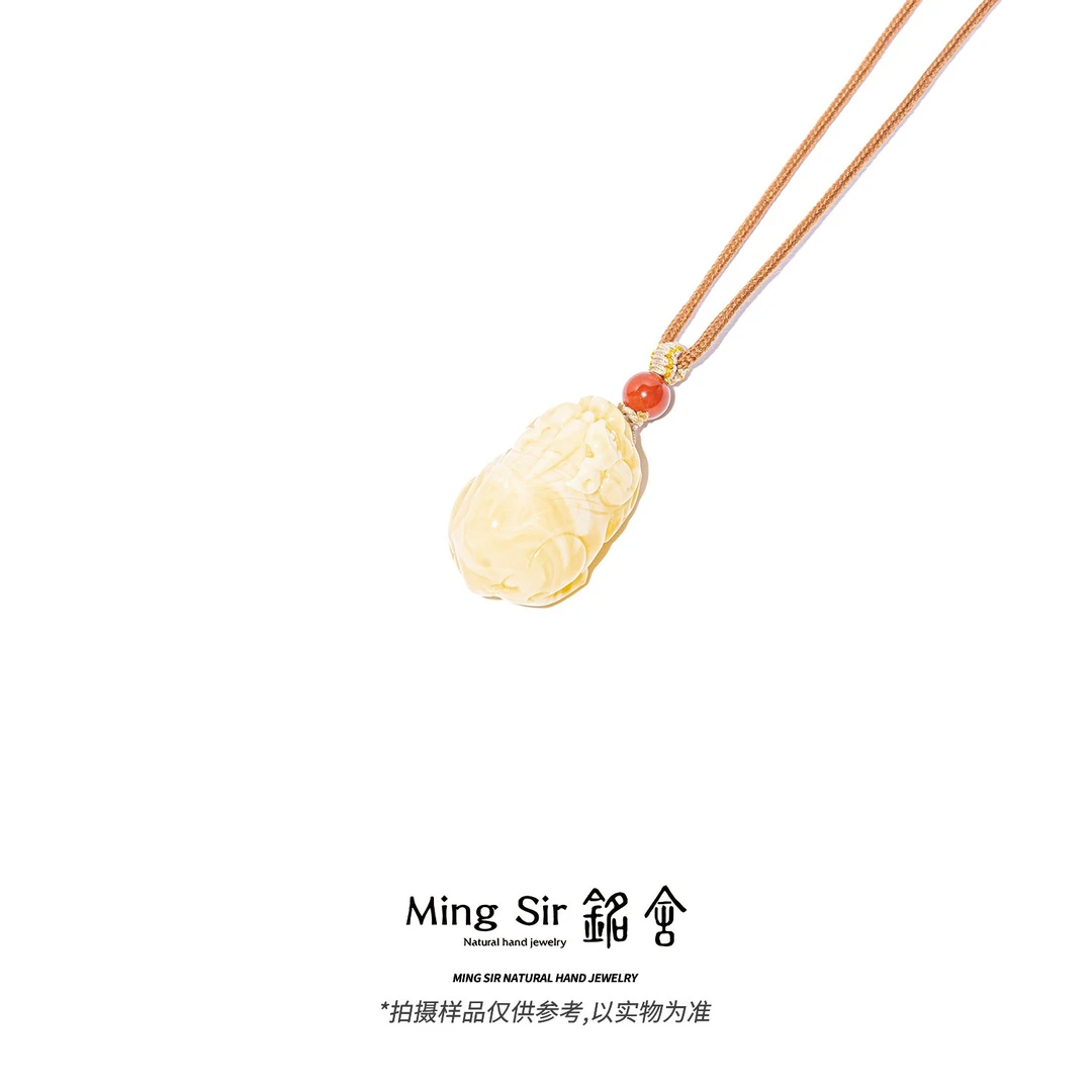 【铭舍 蜜蜡貔貅特级浓白花+新】天然俄料蜜蜡雕刻件貔貅新器型吊坠