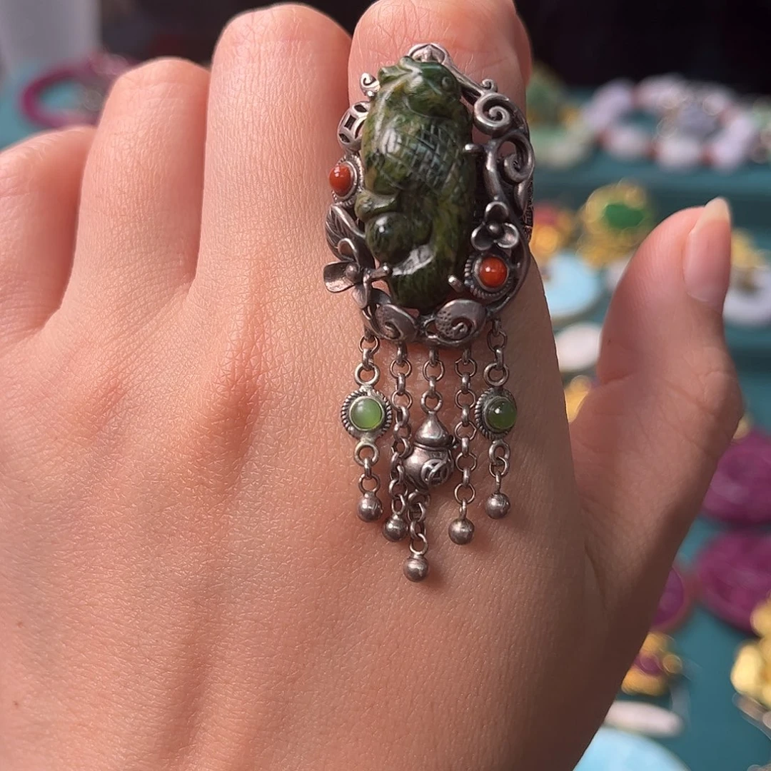 翡翠银S925镶嵌戒指