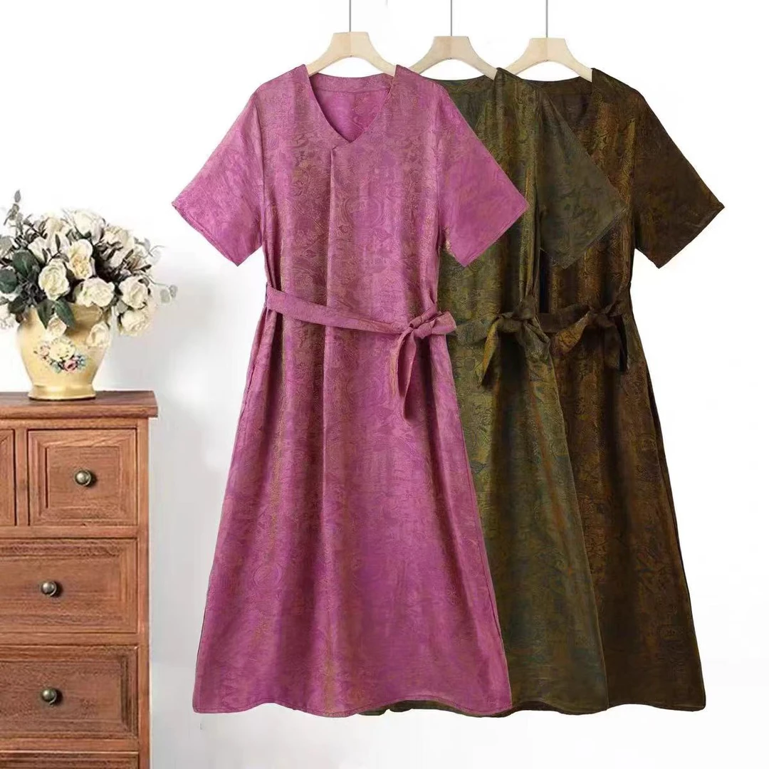 浮光锦腰带连衣裙600528