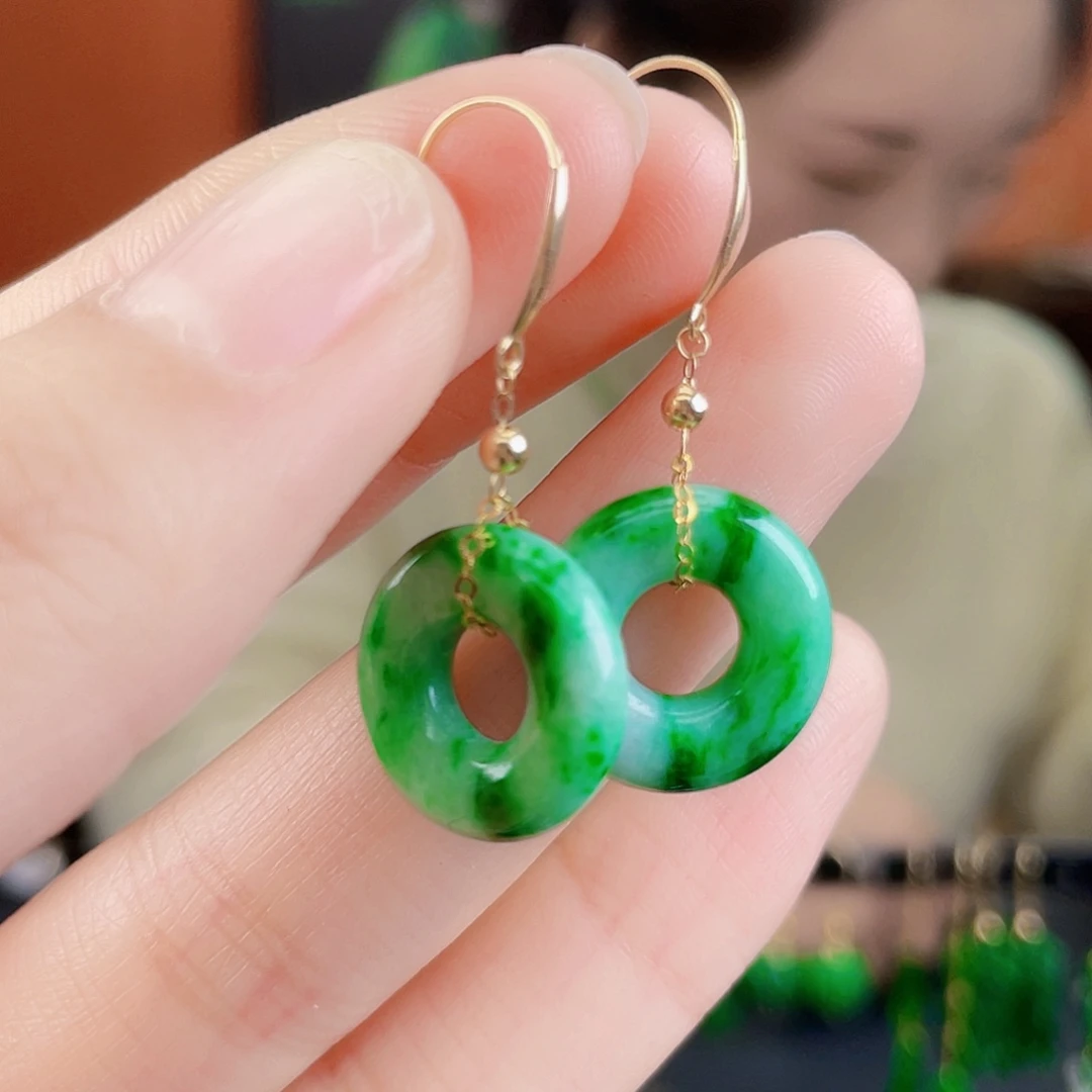 翡翠18K金镶嵌耳饰