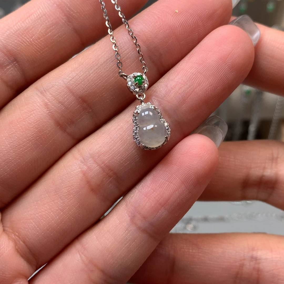 翡翠戒指银S925镶嵌项链