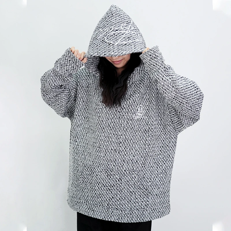 MBD IMP小恶魔秋冬刺绣连帽卫衣男小香风厚款宽松情侣套头外套潮