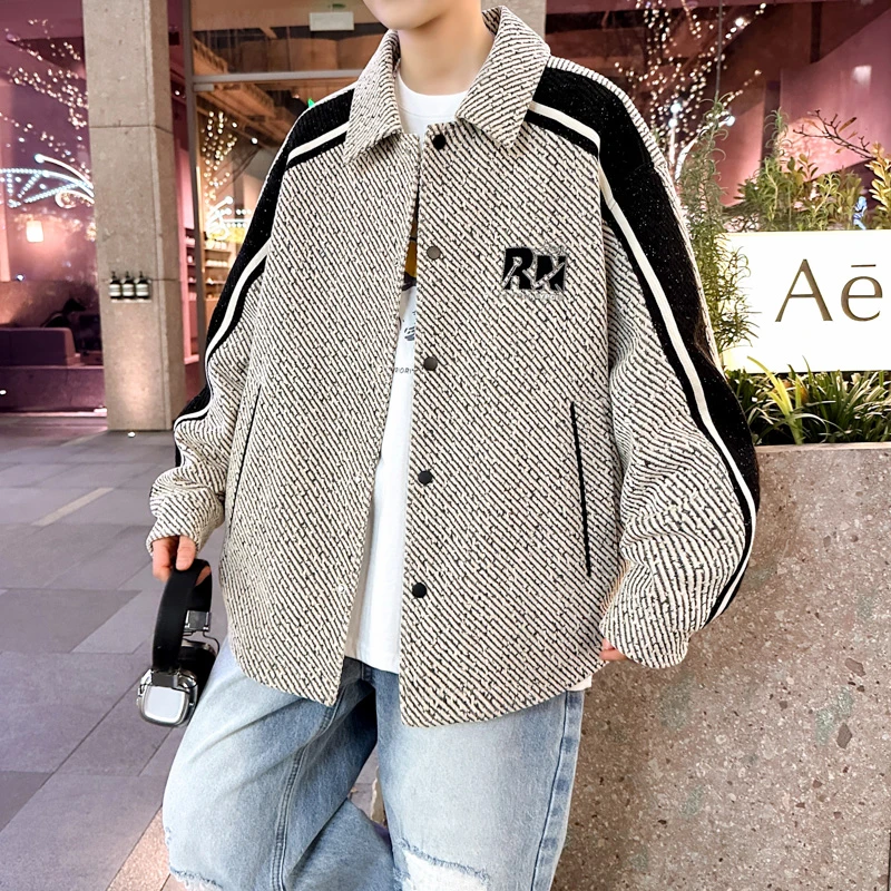 青少年学生休闲时尚翻领夹克外套男春秋新款舒适潮流时尚百搭外套