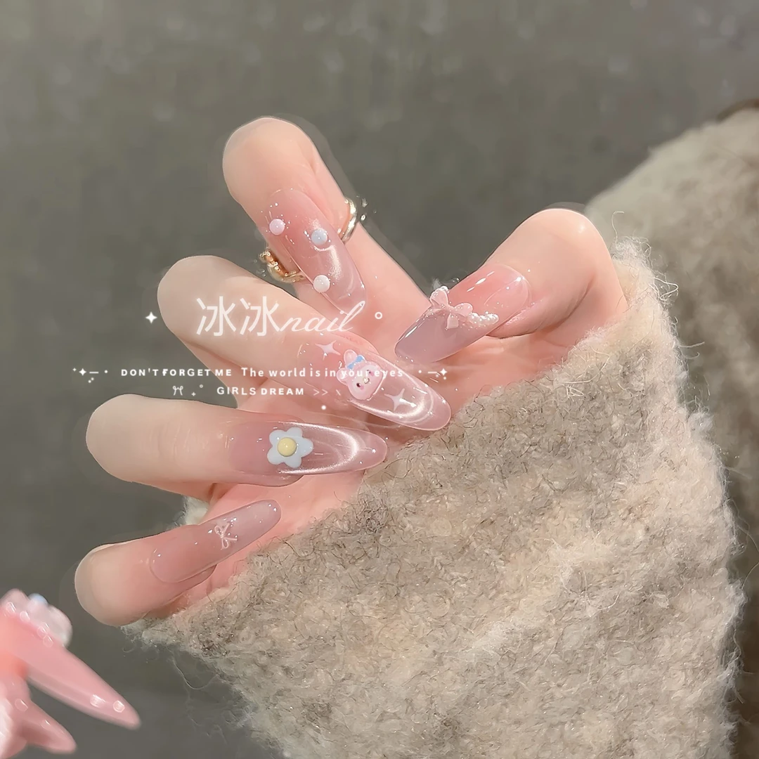 【美乐蒂派对】甜美系美乐蒂法式猫眼高级显白四季可拆卸穿戴甲片