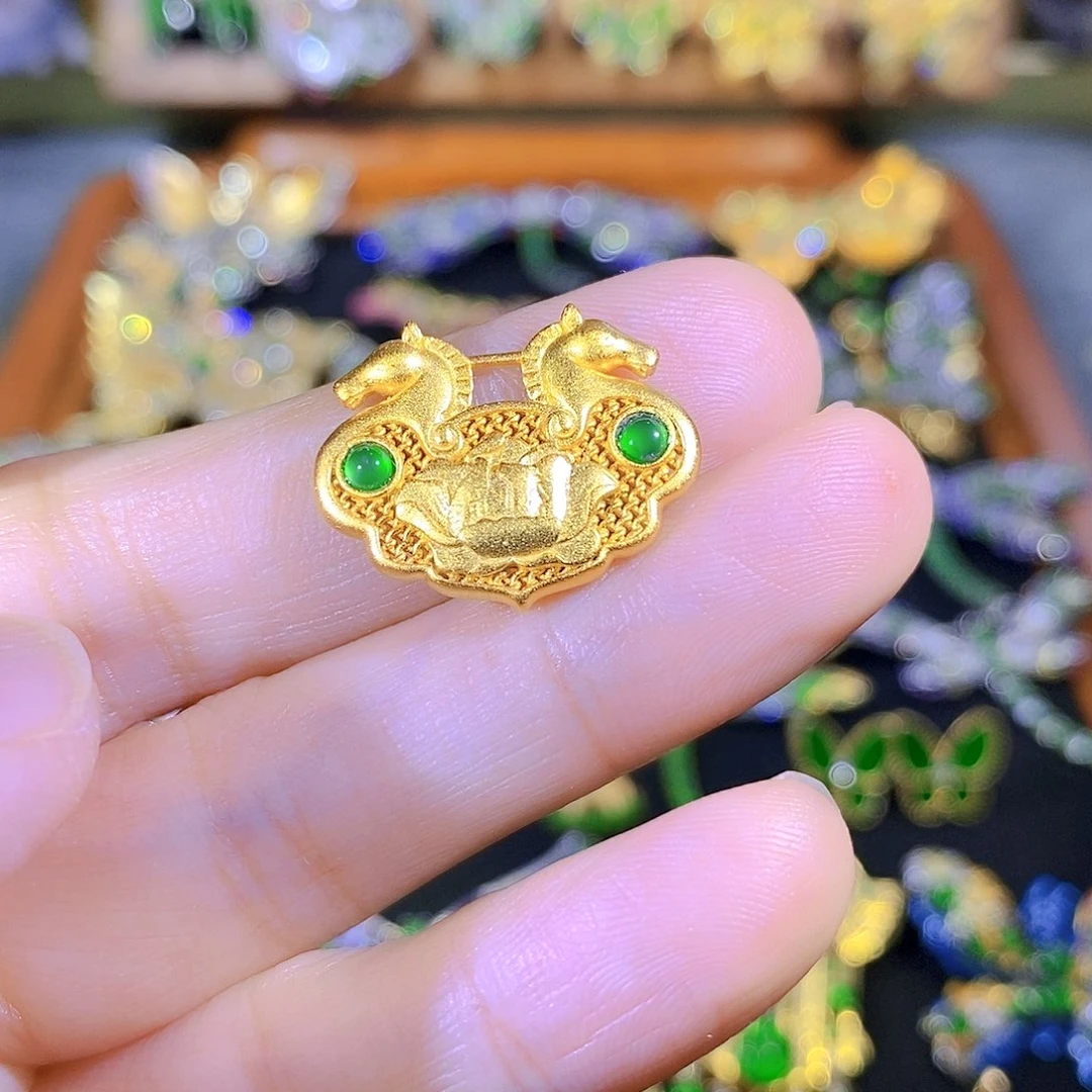 吊坠(不含链)银S925镶嵌翡翠