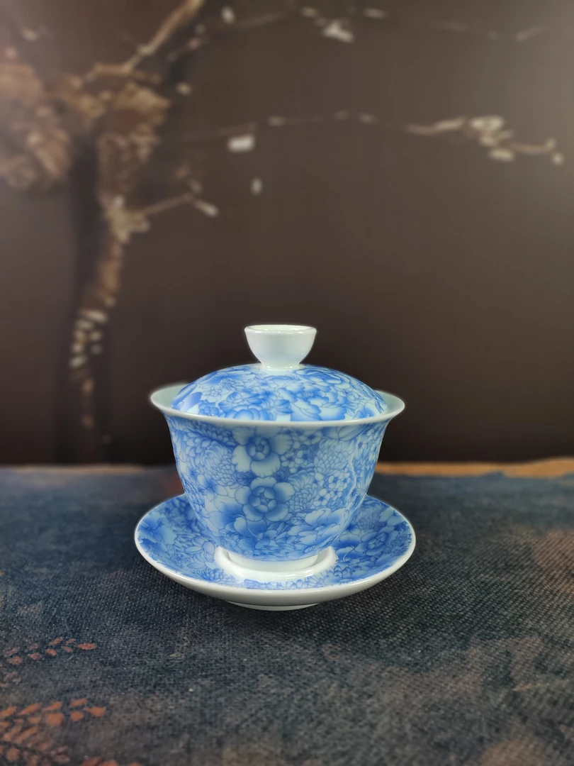 青花三才盖碗-D630