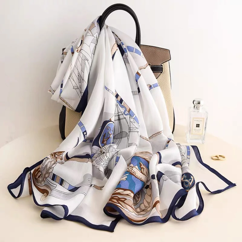 【一帆风顺】100%桑蚕丝真丝长巾 170x52厘米