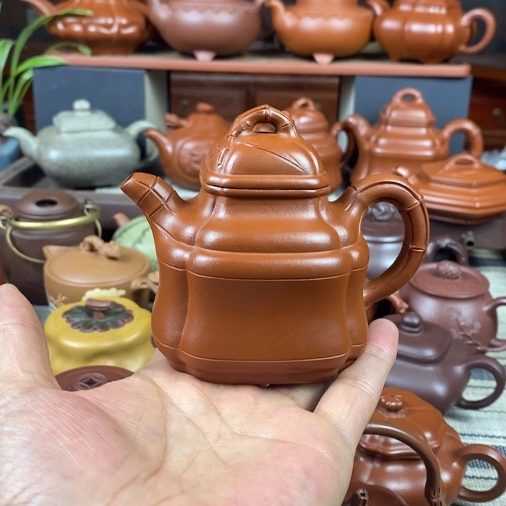 茶壶紫砂四方竹鼎150-200-260-350cc原矿赵庄朱泥特价
