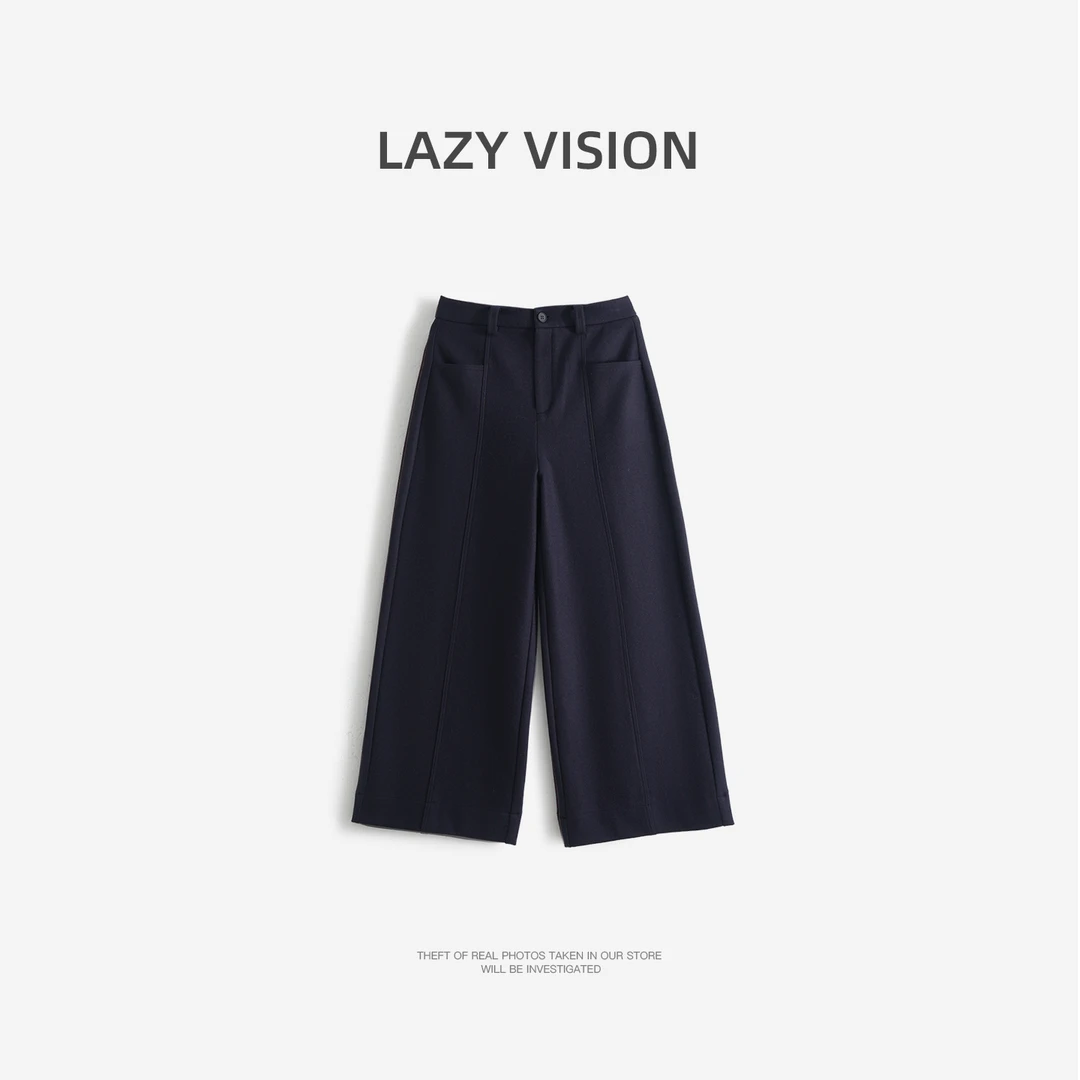 【LAZYVISION】女士休闲直筒羊毛裤子ZMD-33985