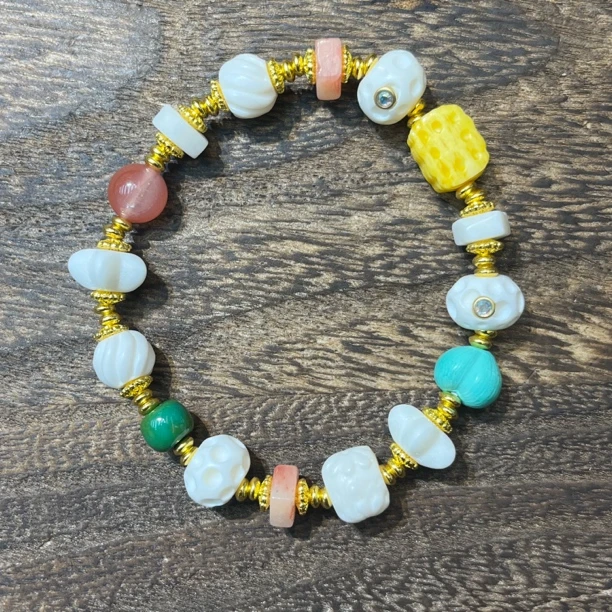 6945-鹿骨多宝手串10mm