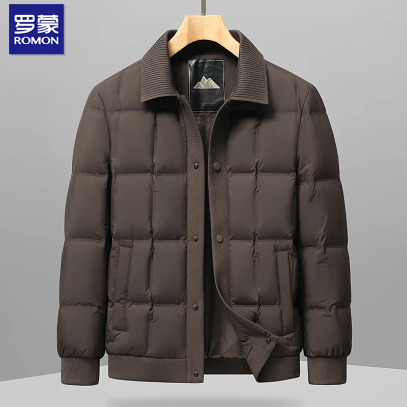 罗蒙男式羽绒服秋冬工装款国标90白鸭绒保暖青年高奢商务防寒休闲