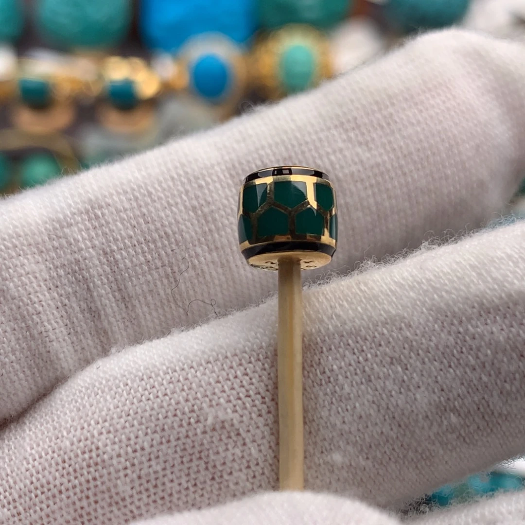 绿松石18K金镶嵌发饰7mm