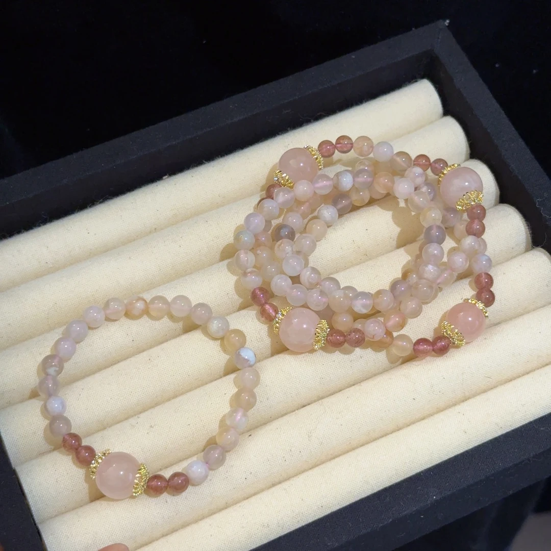 【樱花玛瑙】粉色小众设计手串 颜色微差多样性发一