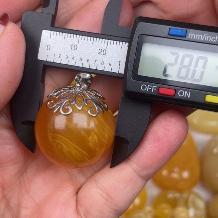 银S925镶嵌蜜蜡裸石蜜蜡吊坠