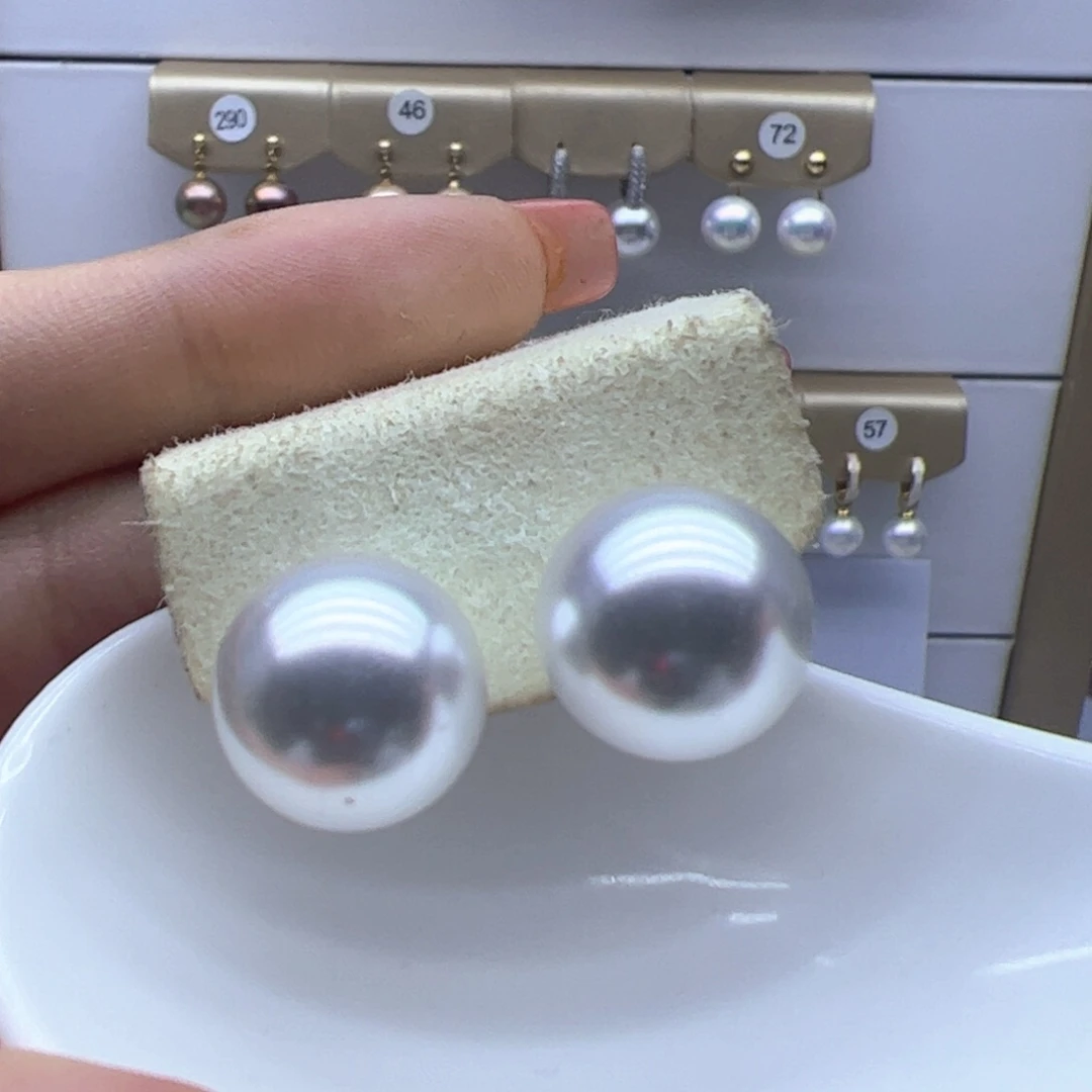 银S925镶嵌淡水珍珠耳饰