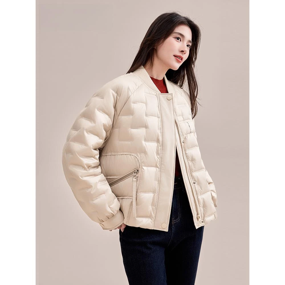 爱赫蒙时尚羽绒服女短款2025年冬季新款轻薄保暖立领小个子外套休