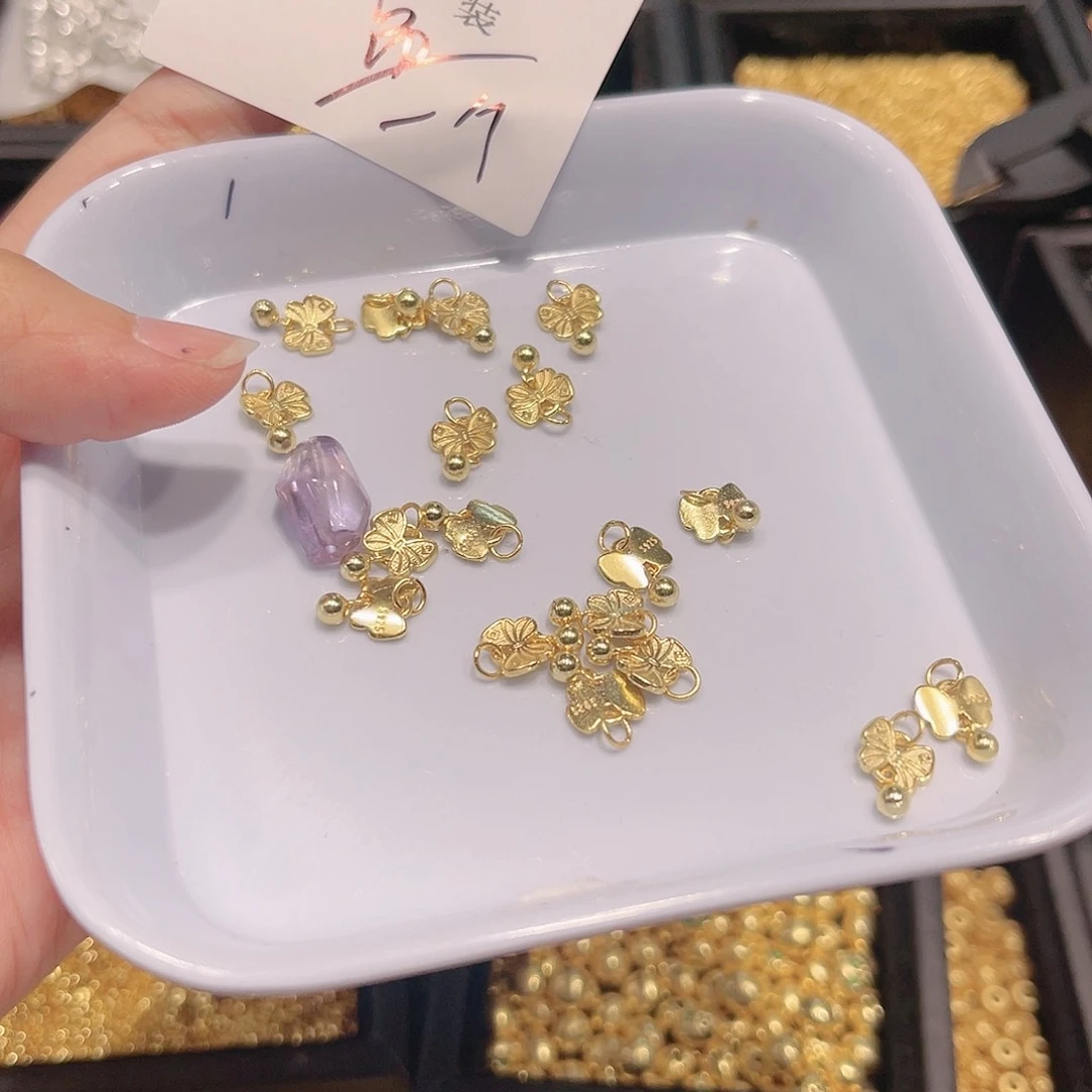 水晶珠宝半成品银S925镀金镶嵌46