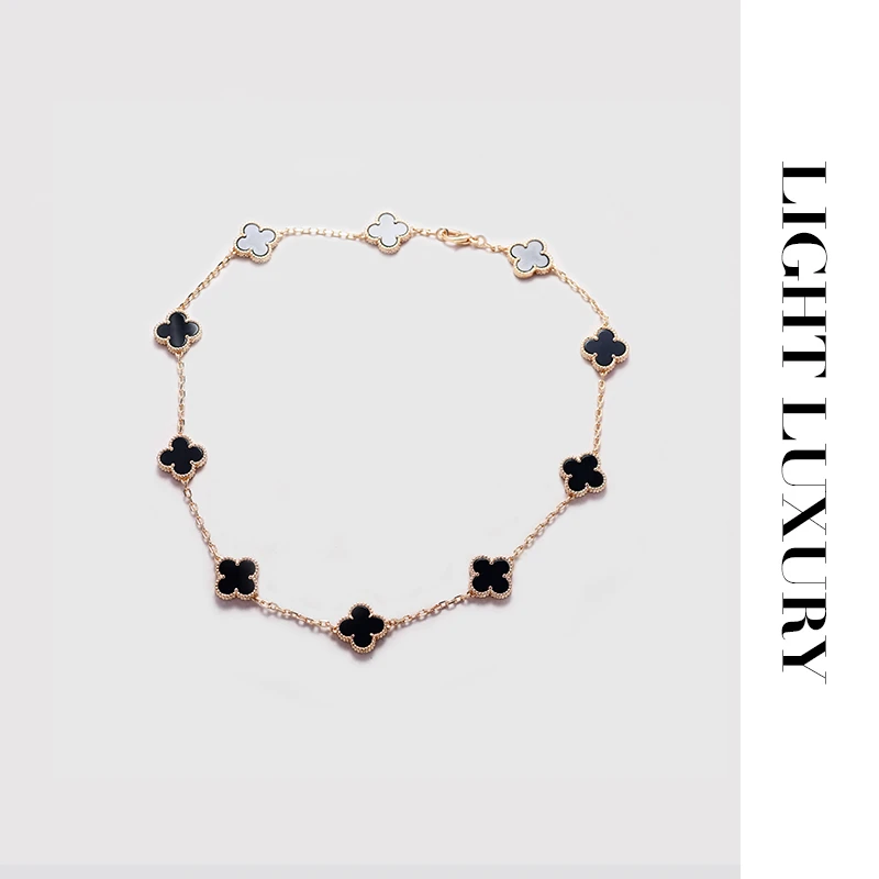 合金项链 386 V金工艺 十花工艺四叶花项链