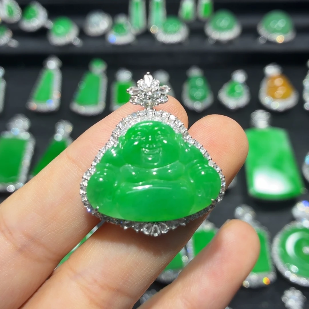 翡翠18K金镶嵌吊坠(不含链)翡翠