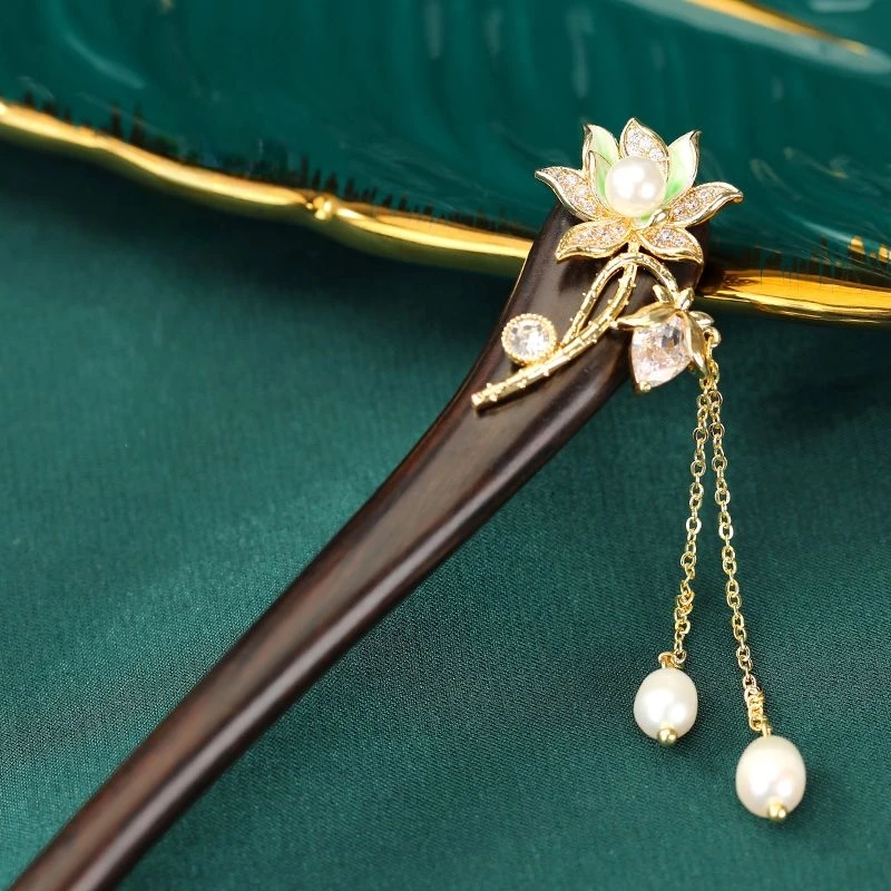 18厘米手工黑檀木发簪新中式风简约发簪日常百搭木簪盘发簪子头饰